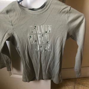 Green Calvin Klein Long Sleeve Tee